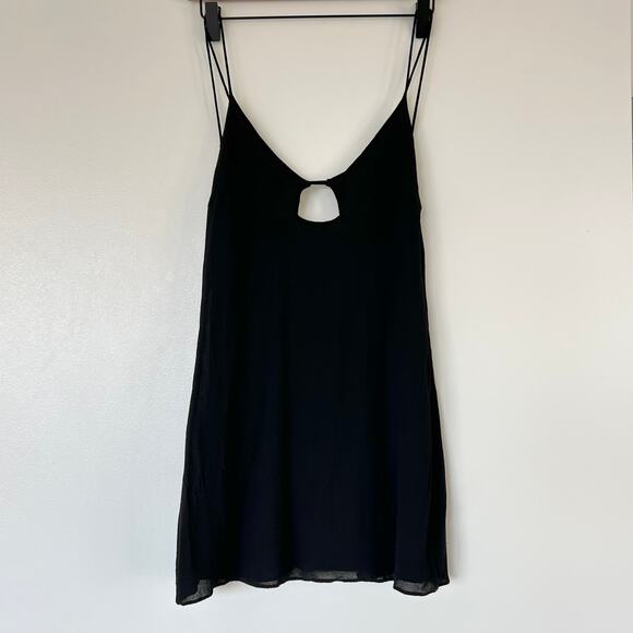 Reformation Black Cutout Slip Mini Dress Size Medium Open Back Double Strap LBD - Picture 2 of 11